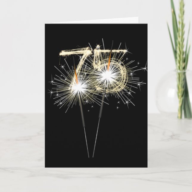 75th Birthday Sparklers on Black Card (Front)