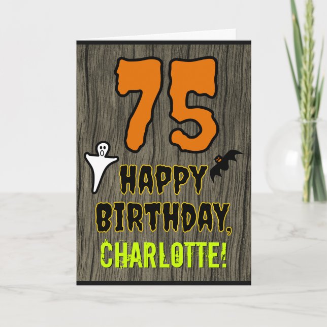 75th Birthday: Spooky Halloween Theme, Custom Name Card (Front)