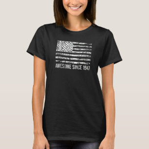 75th Birthday Vintage Usa Flag Awesome Since 1947 T-Shirt