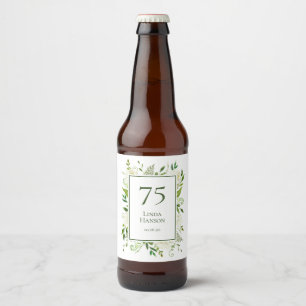 75th Birthday White Hydrangeas Beer Bottle Label
