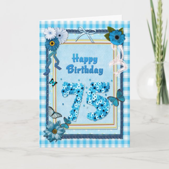 75th  Birthday with a scrapbook effect Card (Front)