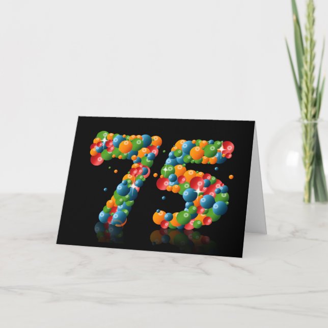 75th birthday with numbers formed from balls card (Front)
