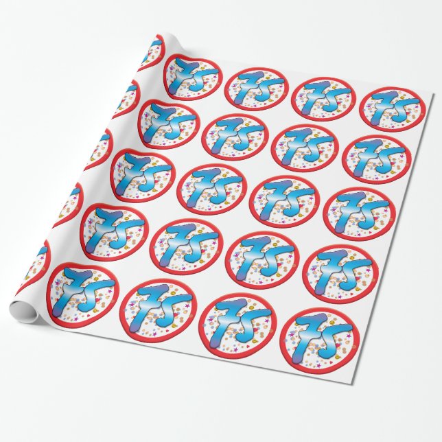 75th Birthday Wrapping Paper (Unrolled)