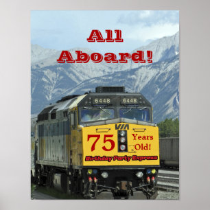 75th Birthday Yellow Train 11x14 Matte Poster