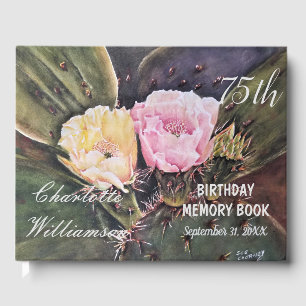 75th Cactus Floral Birthday Memory Guest Book