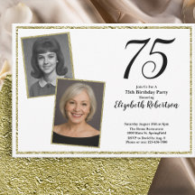 75th Custom Photo White and Gold
