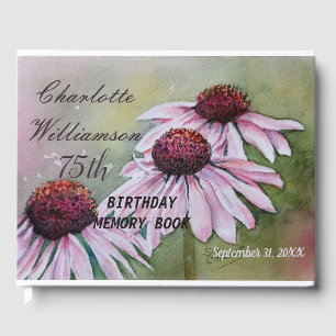75th Daisy Floral Birthday Memory Guest Book