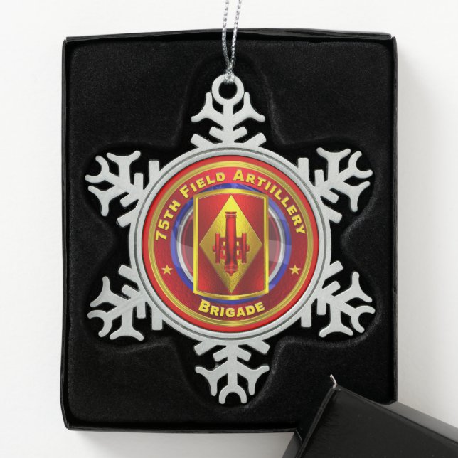 75th Field Artillery Brigade   Snowflake Pewter Christmas Ornament (Box)