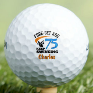 75th Gift for Husband Funny Blue Custom Golf Balls