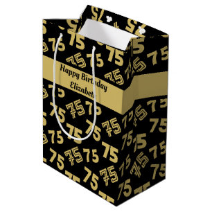 75th Happy Birthday Name Personalized Medium Gift Bag