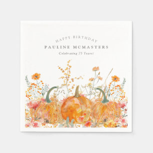 75th Happy Birthday Pumpkin Wildflower Custom Napkin