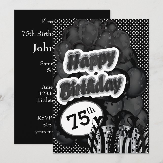 75th Milestone Birthday Invitation (Front/Back)
