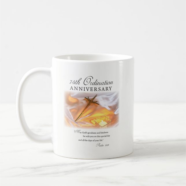 75th Ordination Anniversary, Cross Candle Coffee Mug (Left)