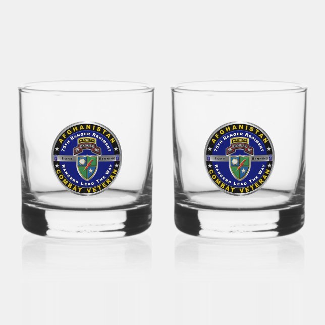 75th Ranger Regiment Afghanistan Veteran Whiskey Glass (Front)