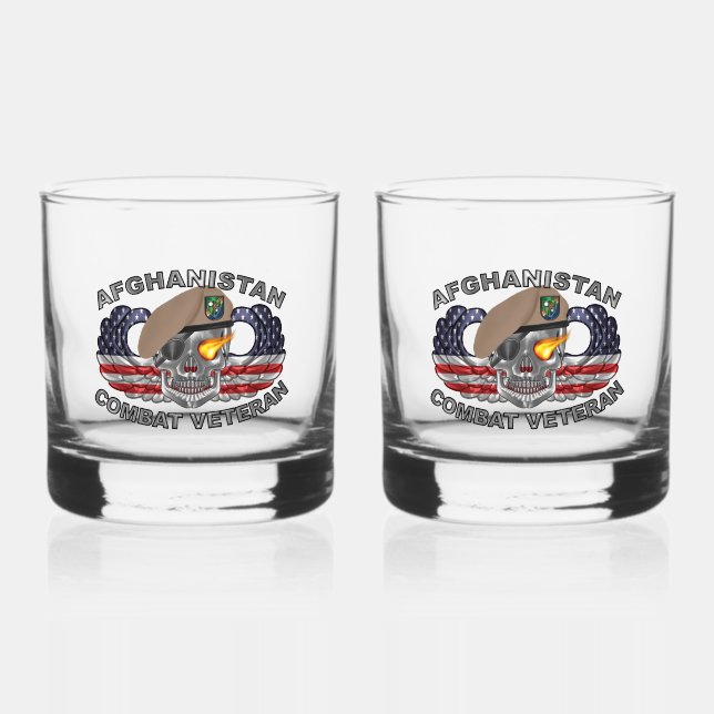 75th Ranger Regiment Afghanistan Veteran Whiskey Glass (Front)