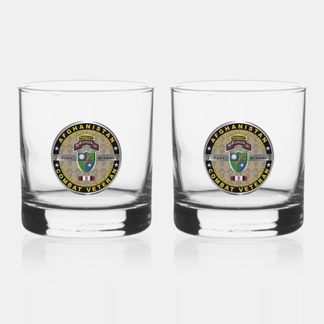 75th Ranger Regiment Afghanistan Veteran Whiskey Glass (Front)