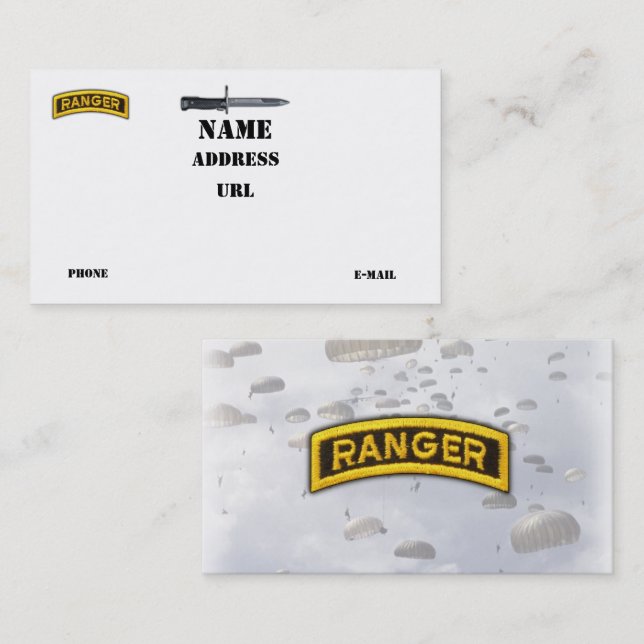 75th Ranger Regiment Army Rangers Fort Benning vet Business Card (Front/Back)