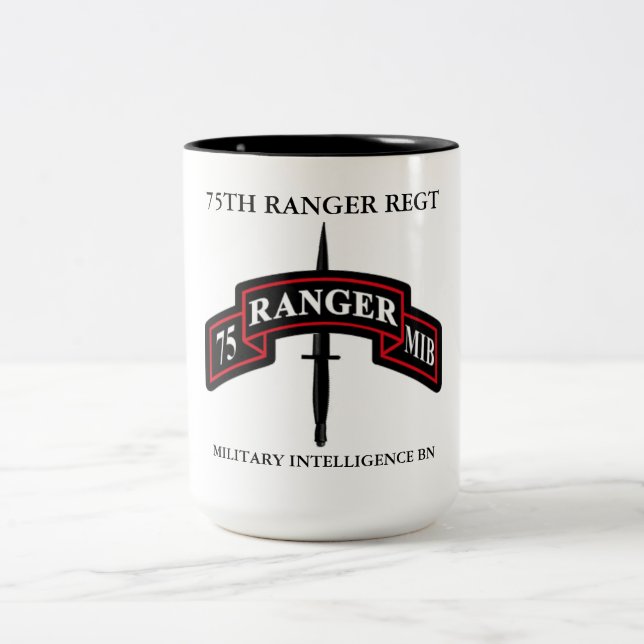 75TH RANGER REGIMENT MILITARY INTELLIGENCE BN Two-Tone COFFEE MUG (Center)