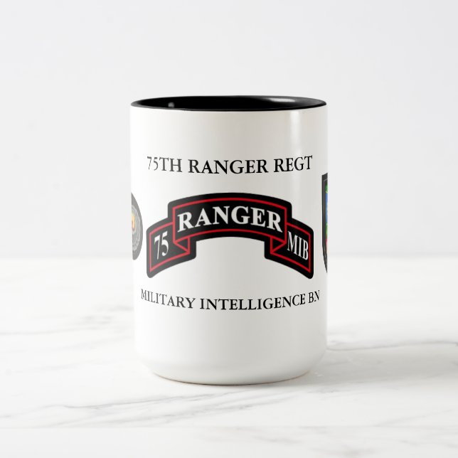 75TH RANGER REGIMENT MILITARY INTELLIGENCE BN Two-Tone COFFEE MUG (Center)
