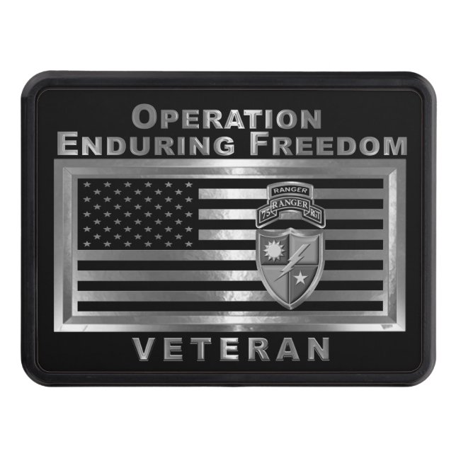 75th Ranger Regiment Operation Enduring Freedom Trailer Hitch Cover (Front)