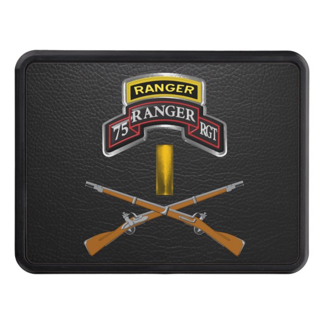 75th Ranger Regiment Second Lieutenant Trailer Hitch Cover (Front)