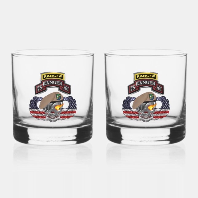 75th Ranger Regiment  Whiskey Glass (Front)