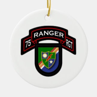 75th Ranger Rgt - scroll & flash Ceramic Ornament