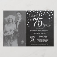 75th Wedding Anniversary Chalkboard Black Silver