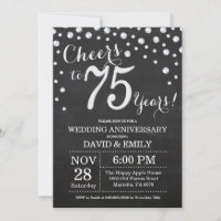 75th Wedding Anniversary Chalkboard Black Silver