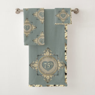 75th Wedding Anniversary Diamond Bath Towel Set
