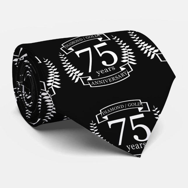 75th Wedding ANNIVERSARY DIAMOND GOLD Tie (Rolled)