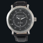 75th Wedding Anniversary Husband Gift Watch<br><div class="desc">Typography editable script text with personal name,  wedding anniversary date in black and white tones; an elegant and stylish keepsake gift from a wife to her husband. Shown here in celebration of  a seventy-fifth wedding anniversary but feel free to edit the text for any anniversary.</div>