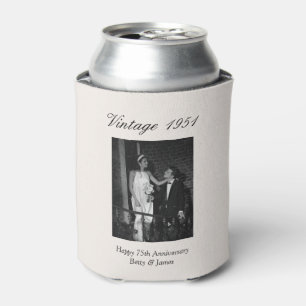 75th Wedding Anniversary Party Favor Custom Photo Can Cooler