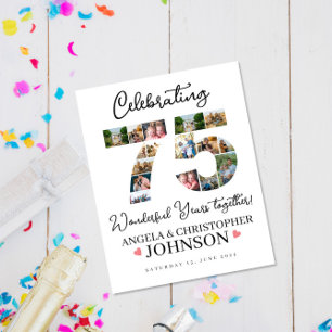75th Wedding Anniversary Photo Collage party Sign