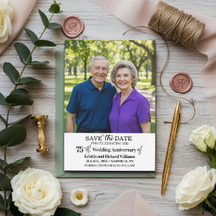 75th Wedding Anniversary Save the Date Photo Card