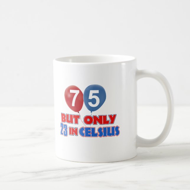 75th year old birthday designs coffee mug (Right)