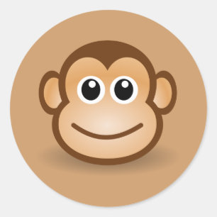 76-Free-Cute-Cartoon-Monkey-Clipart-Illustration C Classic Round Sticker