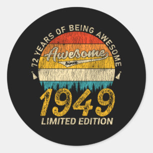 76 Year Old 1949 Retro Awesome 76th Birthday Gift Classic Round Sticker