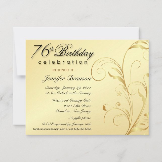 76e anniversaire des invitations à une fête surpri (Devant)