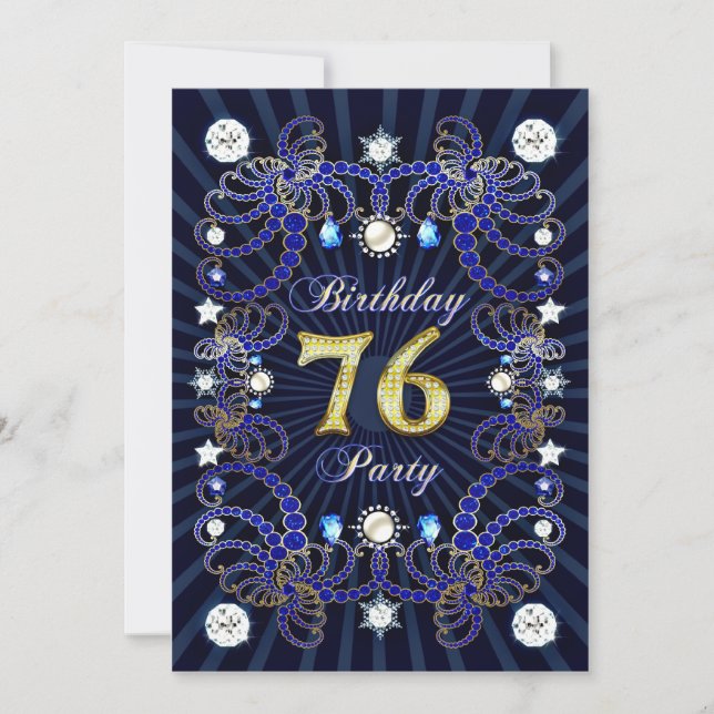 76e anniversaire invitation de fête avec des masse (Devant)