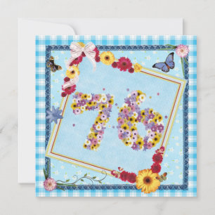 76e fête d'anniversaire Invitation fleurs, papillo