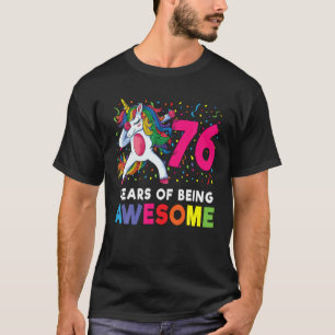 76Th Birthday Dabbing Unicorn Party Gift 76 Years T-Shirt