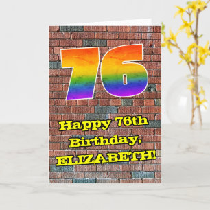 76th Birthday: Fun Graffiti-Inspired Rainbow 76 Card