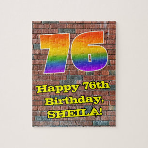 76th Birthday: Fun Graffiti-Inspired Rainbow 76 Jigsaw Puzzle