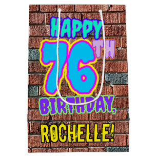 76th Birthday: Fun, Urban Graffiti Inspired Look Medium Gift Bag