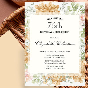 76th Birthday Invitation in Elegant Autumn Colours