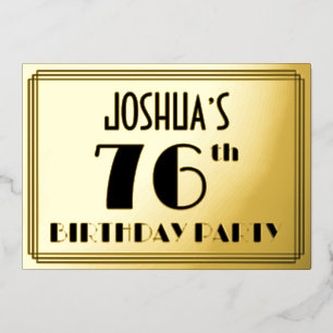 76th Birthday Party — Art Deco Look “76” + Name
