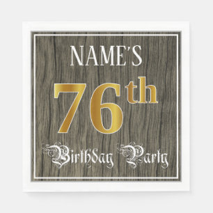 76th Birthday Party — Faux Gold & Faux Wood Looks Napkin