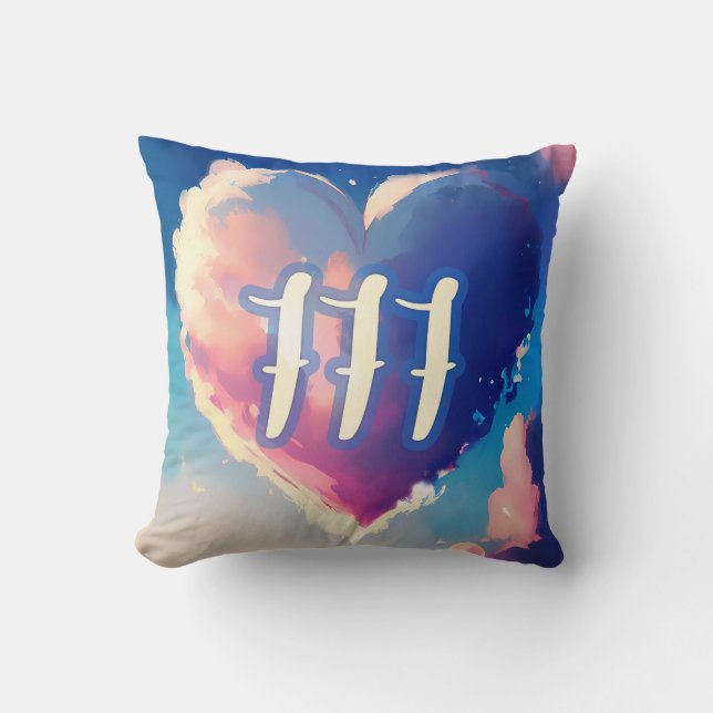777 Angel Number: A Tapestry of Cosmic Serenity Throw Pillow (Front)