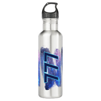 777 Angel Number Dark Blue Sparkle Manifestation 710 Ml Water Bottle